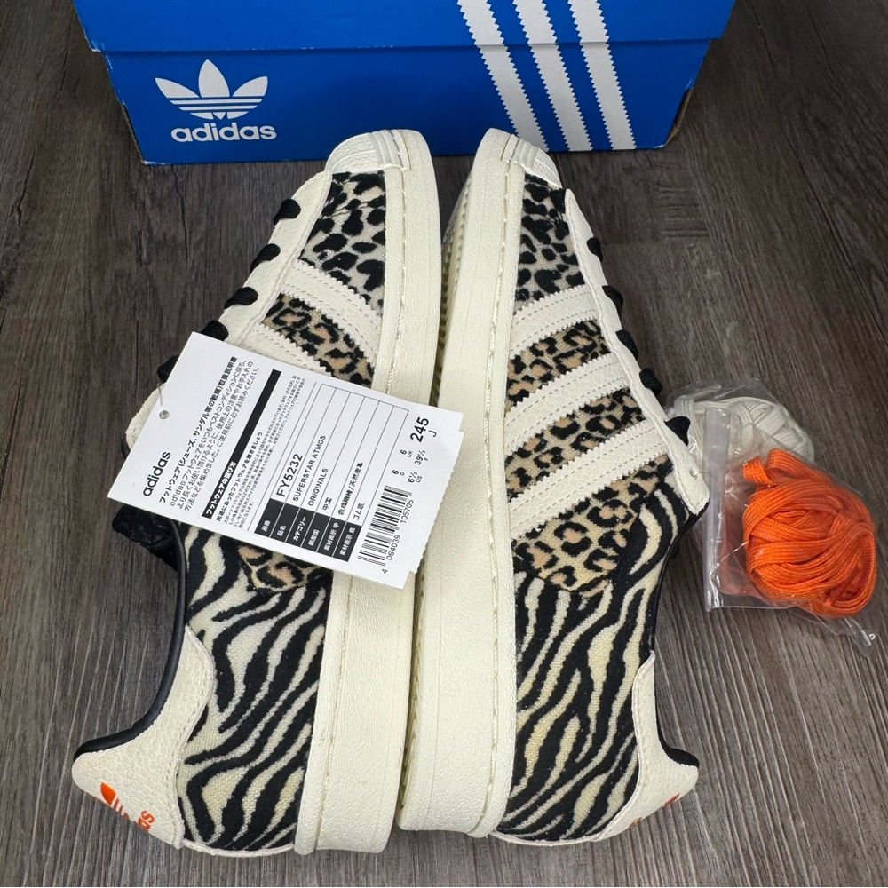 Adidas Superstar Atmos Crazy Animal Black White Orange Sneakers - Picture 7 of 12